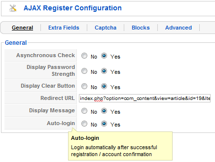 AJAX Register auto-login config