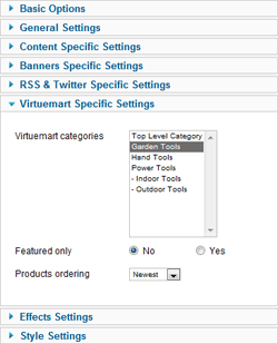 AJAX Scroller Virtuemart settings